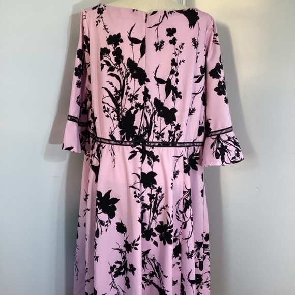 Lane Bryant Pink and Black Floral Midi Dress - Picture 6 of 11